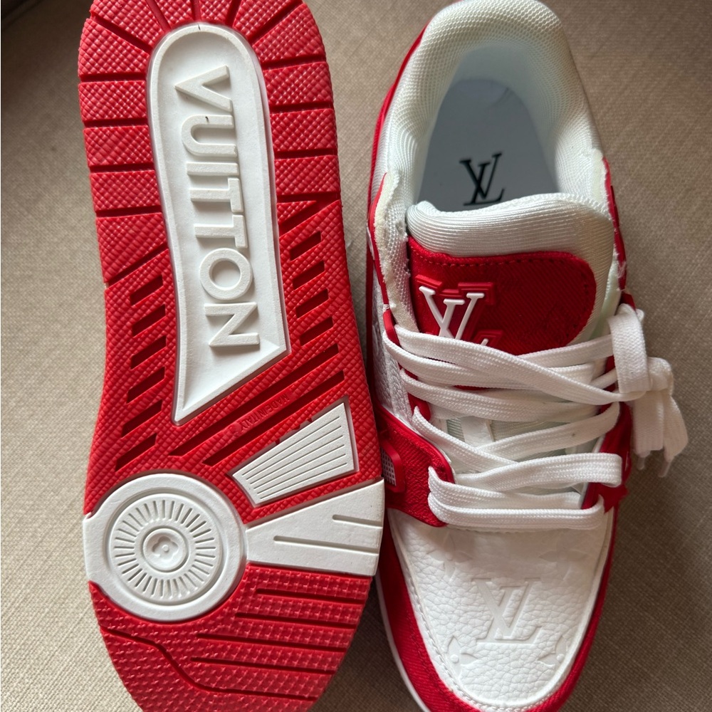 Louis Vuitton Red and White Athletic Shoes